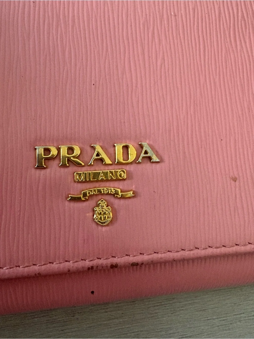 Prada Rose Pink Saffiano Leather Long Wallet with Gold Logo